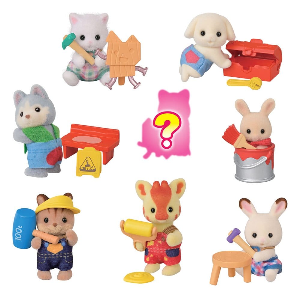 Sylvanian Families: Site de construction Amis des bébés Sac Surprise Figurine 5 cm Display (16)