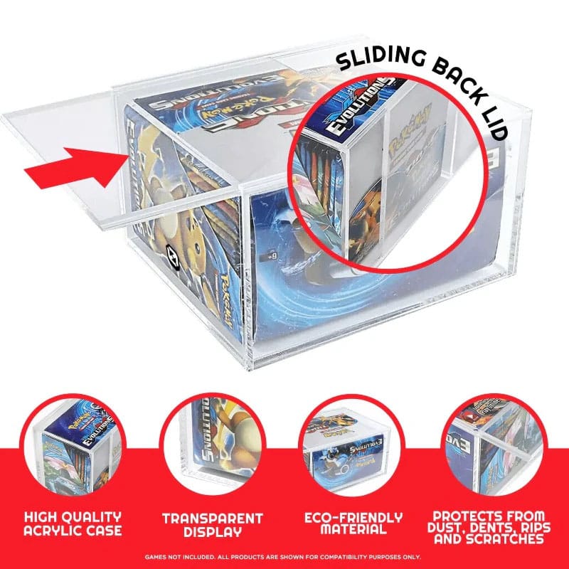 Evoretro présentoir vitrine acrylique pour Booster Boxes / Elite Trainer Boxes Ver. 1 with Sliding Lid