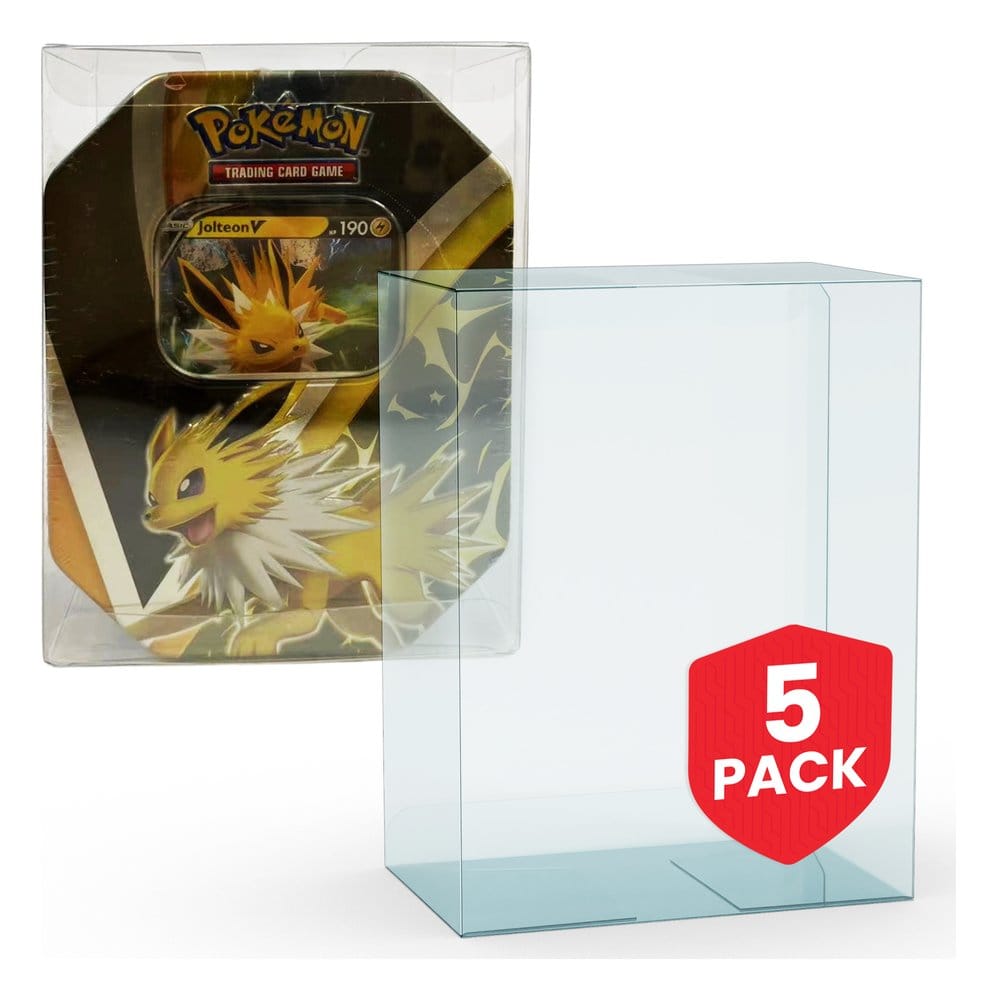 Evoretro Pack 5 boîtes de protection en PET pour Pokémon Medium Tins 12x8x15cm