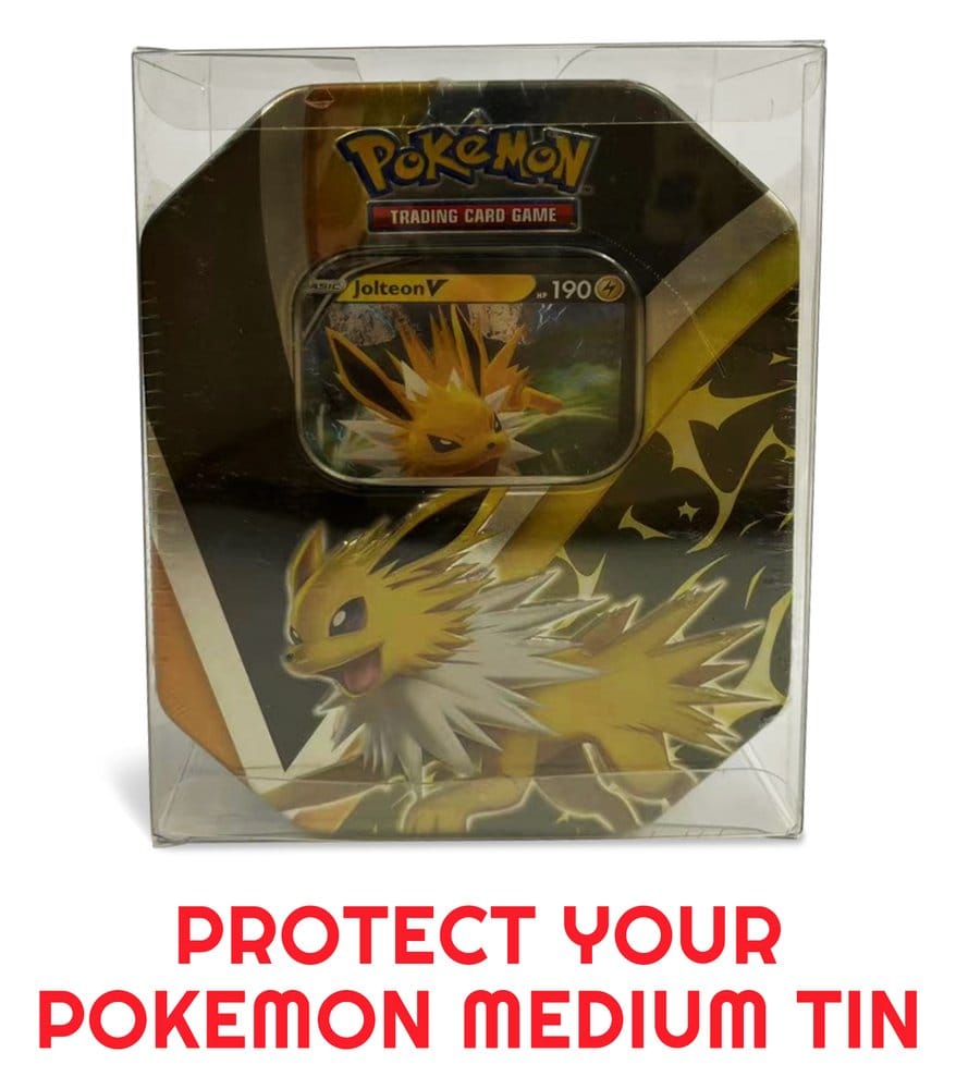 Evoretro Pack 5 boîtes de protection en PET pour Pokémon Medium Tins 12x8x15cm