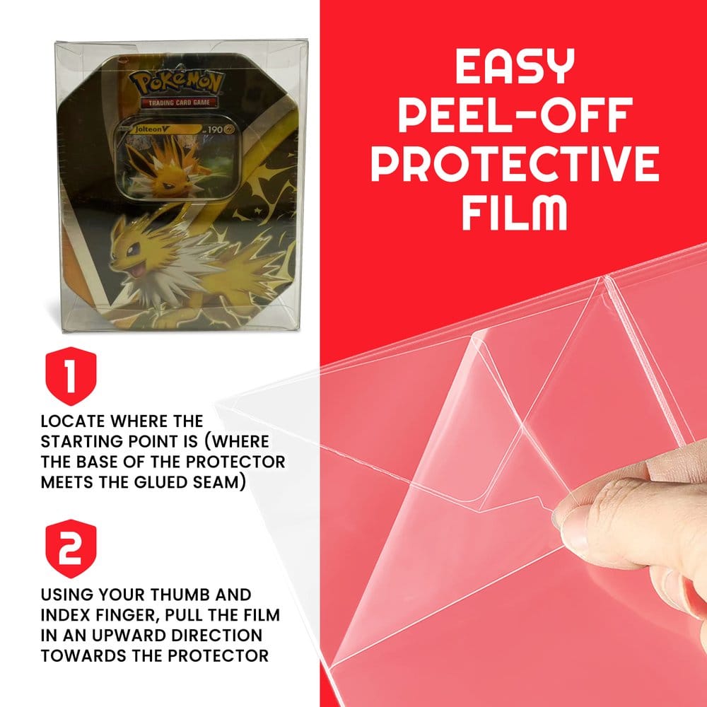 Evoretro Pack 5 boîtes de protection en PET pour Pokémon Medium Tins 12x8x15cm
