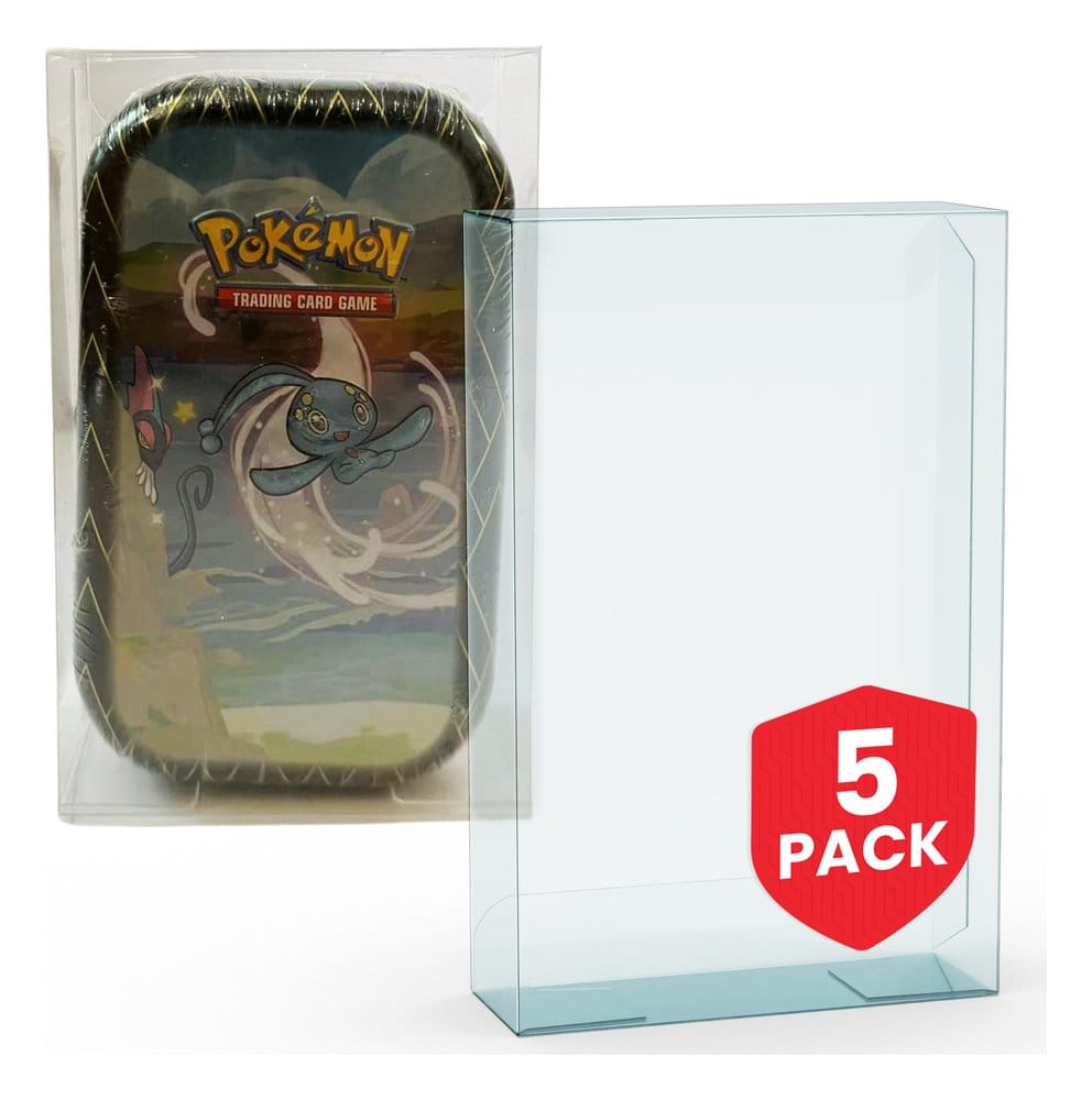Evoretro Pack 5 boîtes de protection en PET pour Pokémon Small Tins 8x3x13cm