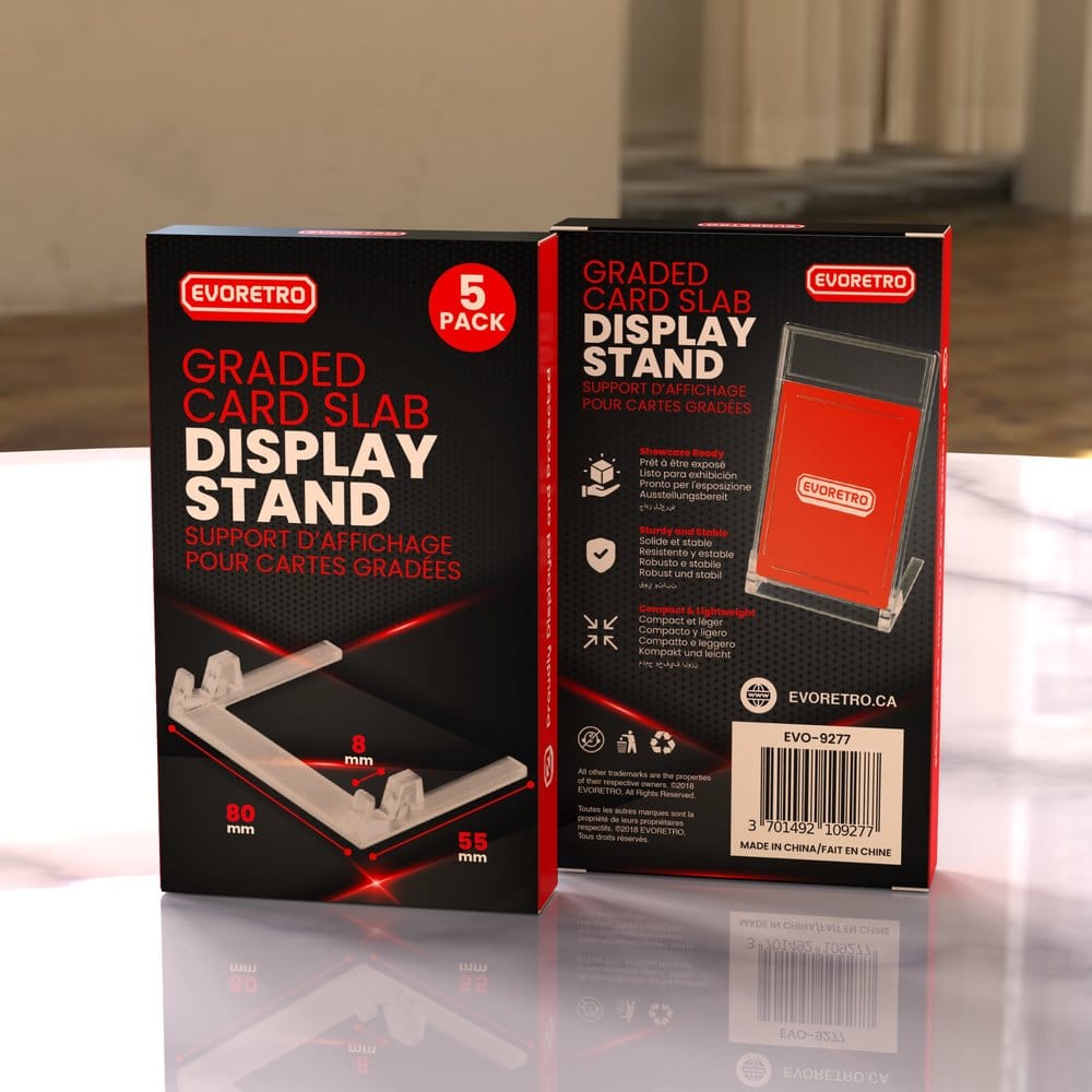 Evoretro pack 5 Display Stands pour Graded Cards Slabs Transparent
