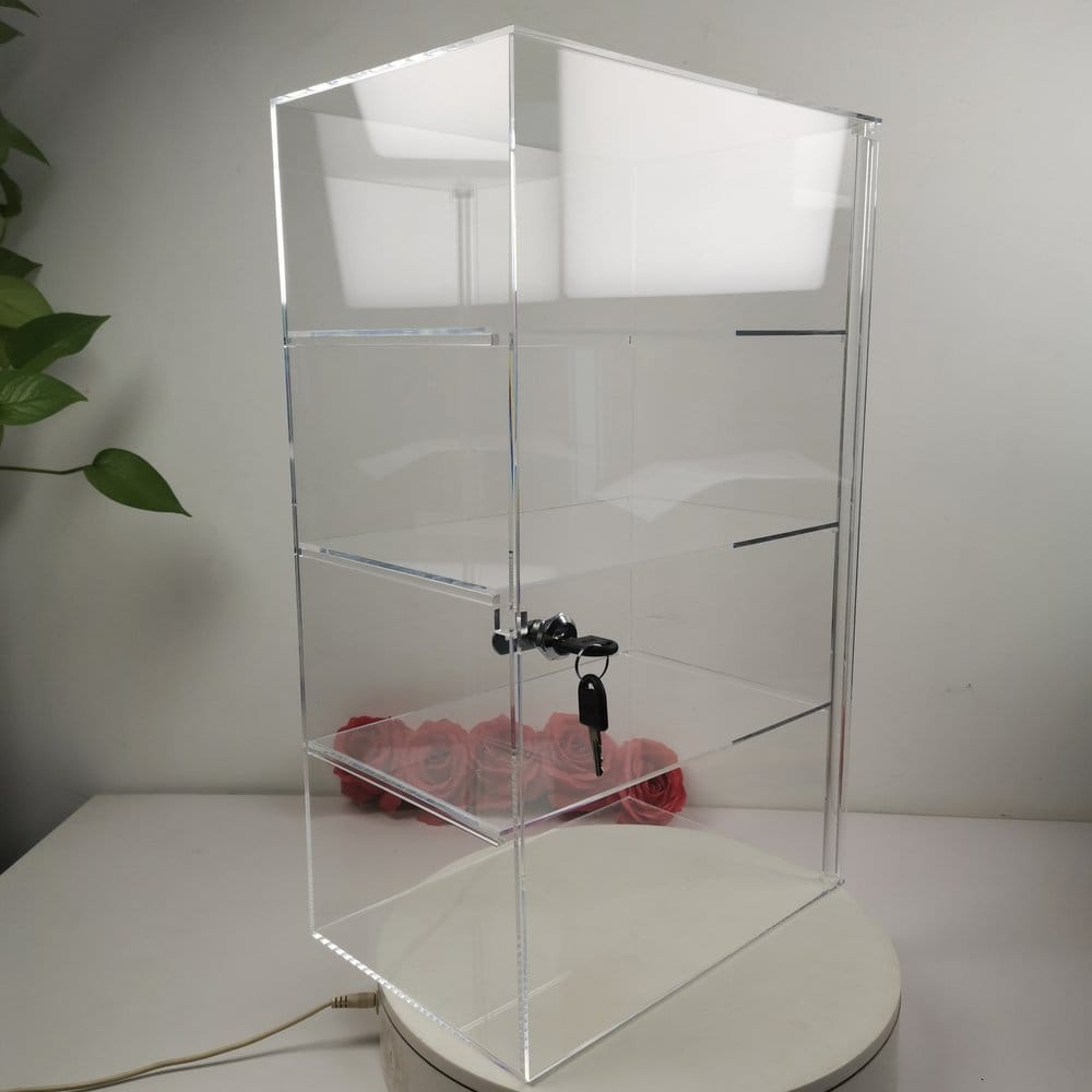 Evoretro Vitrine de comptoir à 4 niveaux en acrylique avec serrure