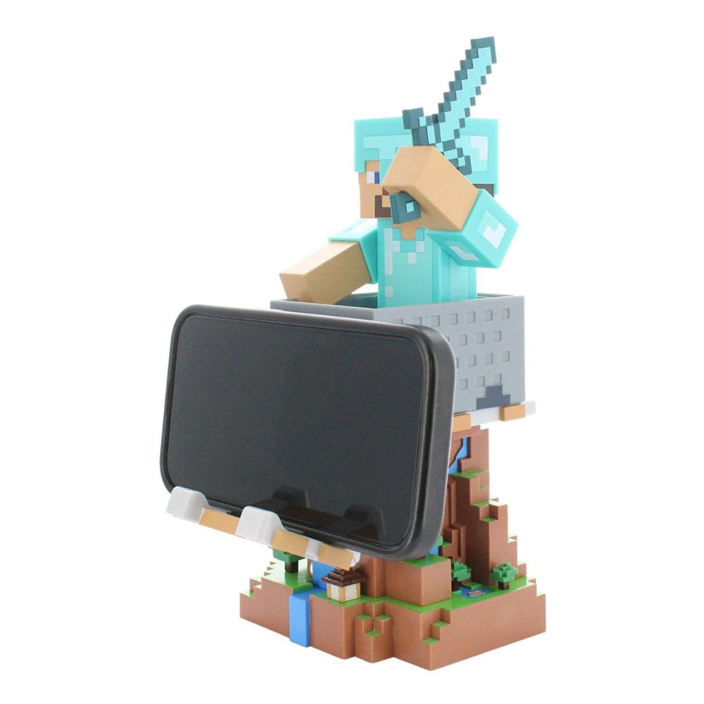 Minecraft Steve in Diamond Armour Cable Guys support de manette et support de téléphone 22cm