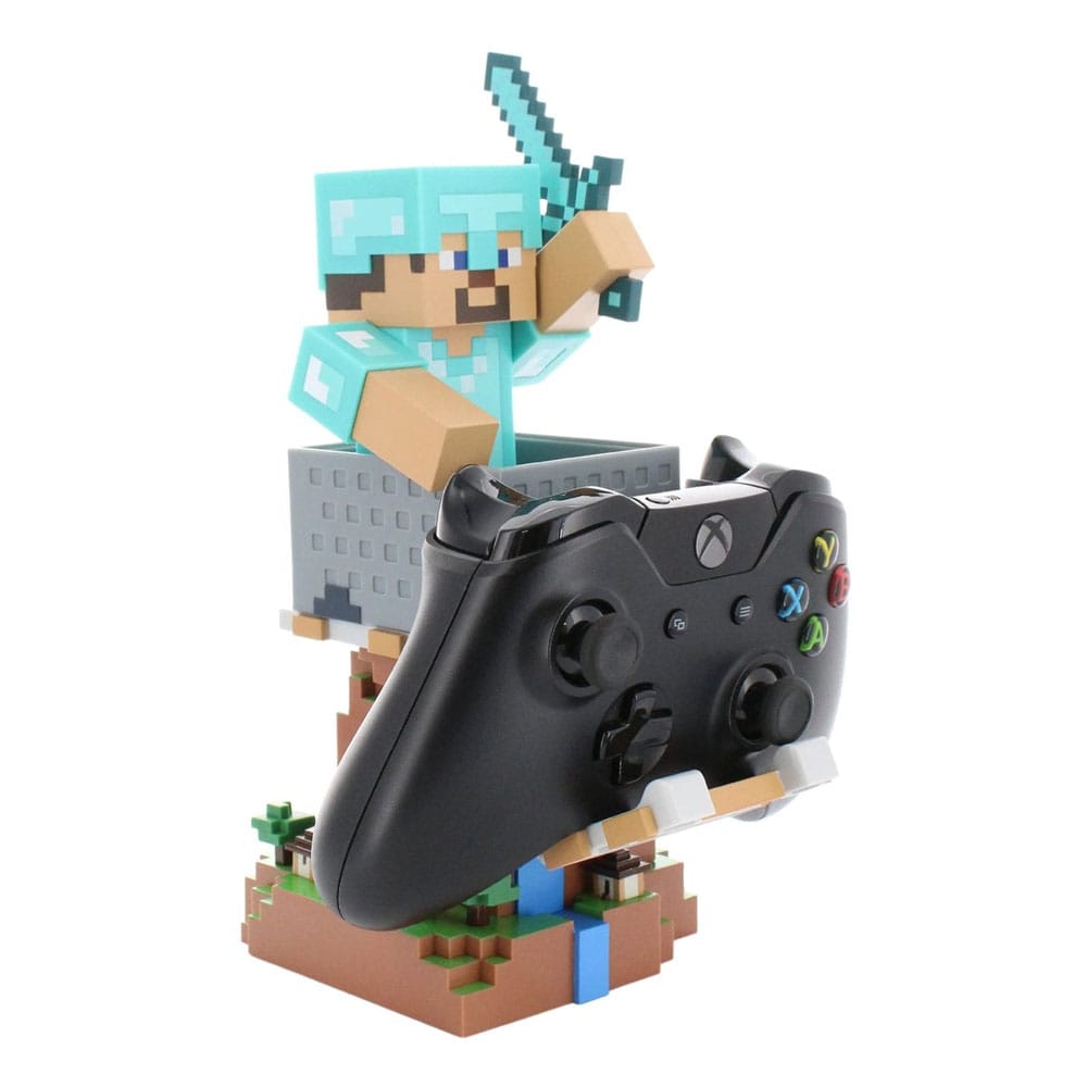 Minecraft Steve in Diamond Armour Cable Guys support de manette et support de téléphone 22cm