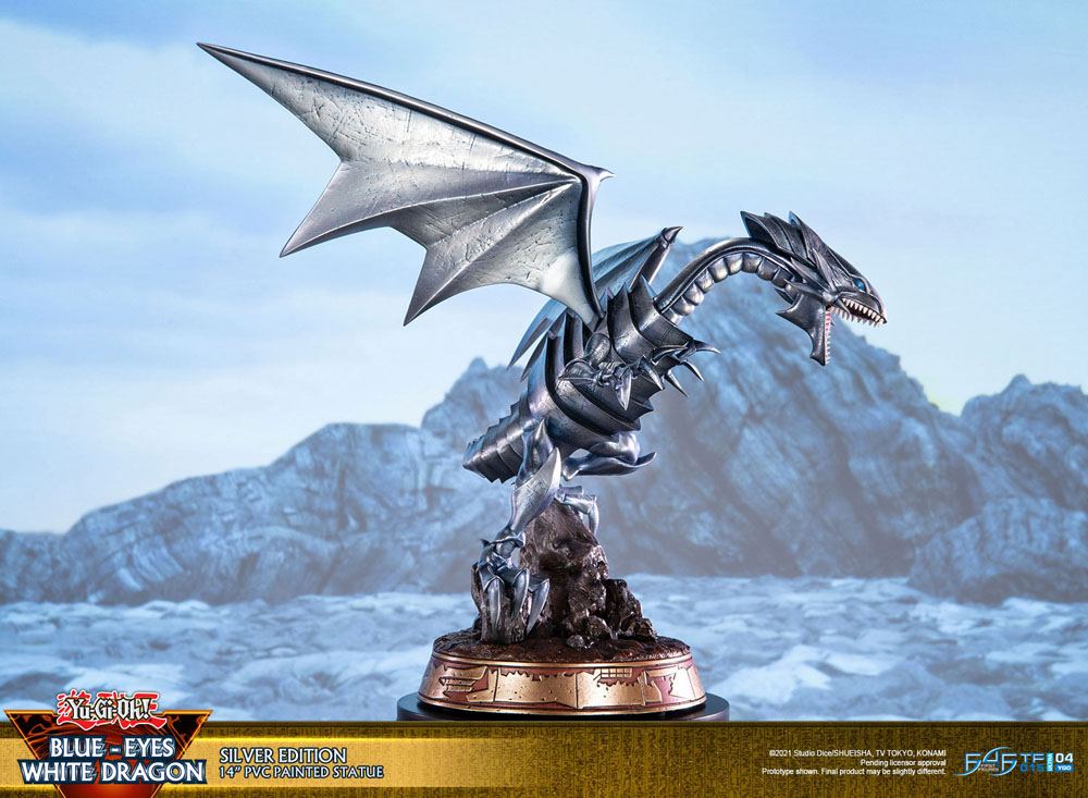 Yu-Gi-Oh! statuette PVC Blue-Eyes White Dragon Silver Edition 35 cm