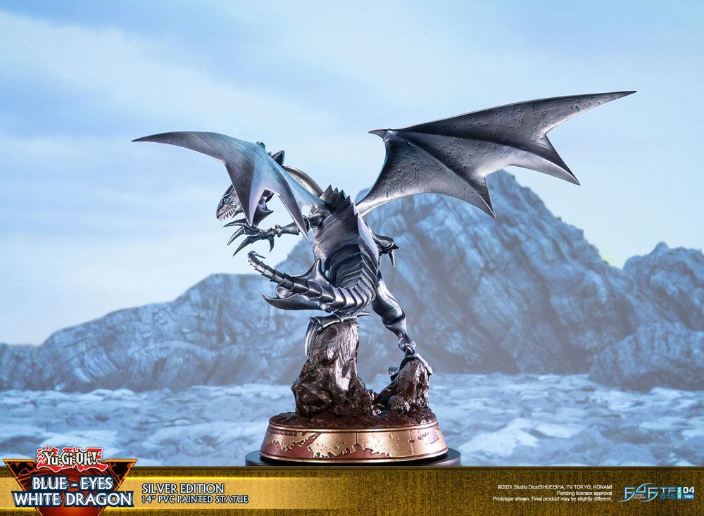 Yu-Gi-Oh! statuette PVC Blue-Eyes White Dragon Silver Edition 35 cm