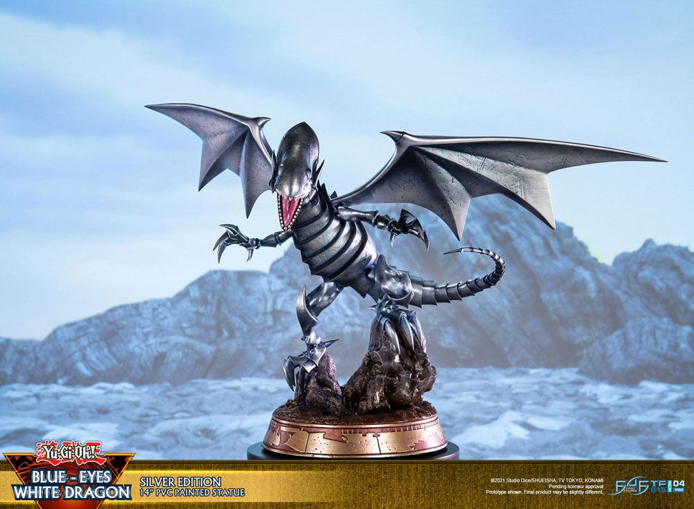 Yu-Gi-Oh! statuette PVC Blue-Eyes White Dragon Silver Edition 35 cm