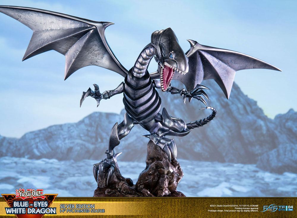 Yu-Gi-Oh! statuette PVC Blue-Eyes White Dragon Silver Edition 35 cm