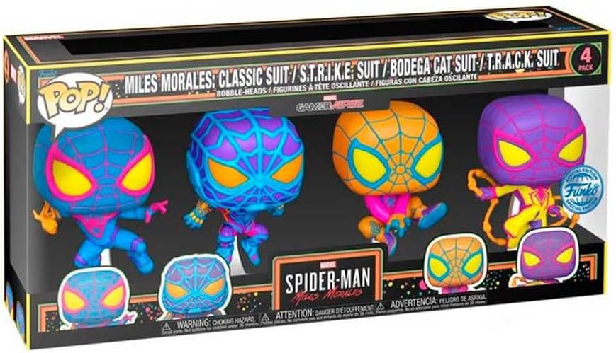 Marvel pack 4 figurines POP! TV Vinyl Miles Morales (BLKLT) 9 cm