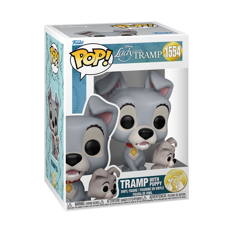 La Belle et le Clochard POP! Disney Vinyl figurine Tramp w/puppy 9 cm