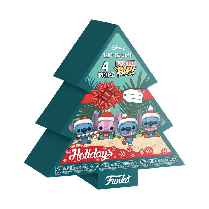 Lilo&Stitch Holiday 2025 pack 4 figurine Pocket POP! Vinyl Tree Holiday Box 4 cm