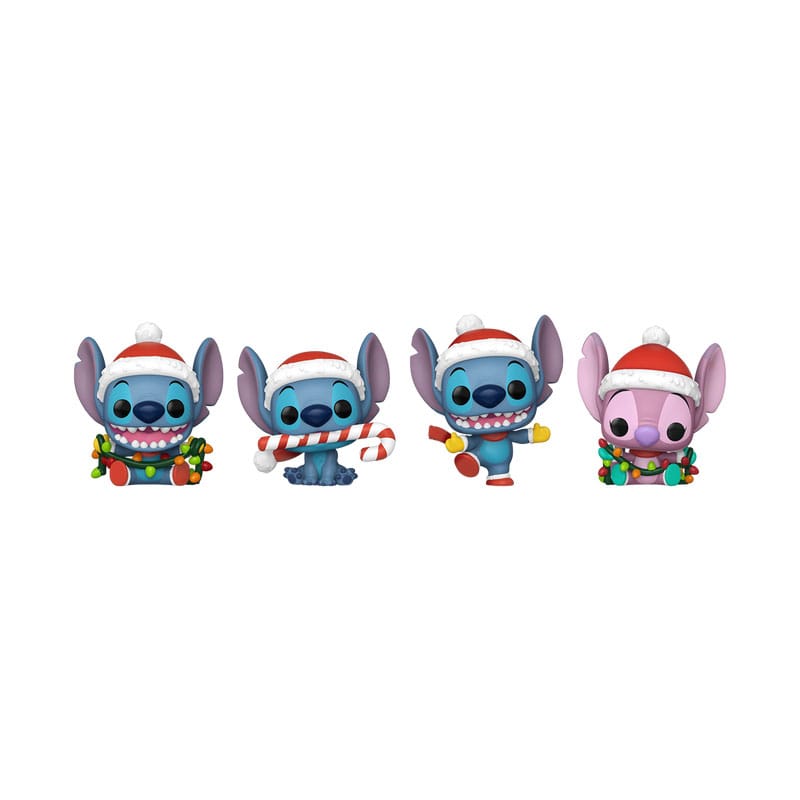 Lilo&Stitch Holiday 2025 pack 4 figurine Pocket POP! Vinyl Tree Holiday Box 4 cm