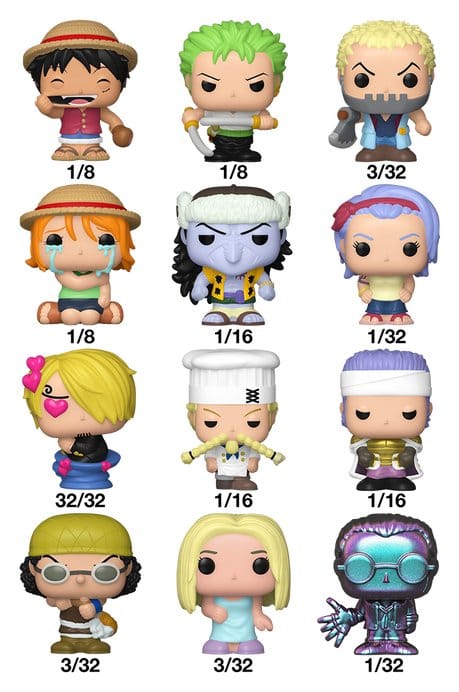 One Piece Display (32) figurines Bitty POP! Single Vinyl PDQ 2,5 cm
