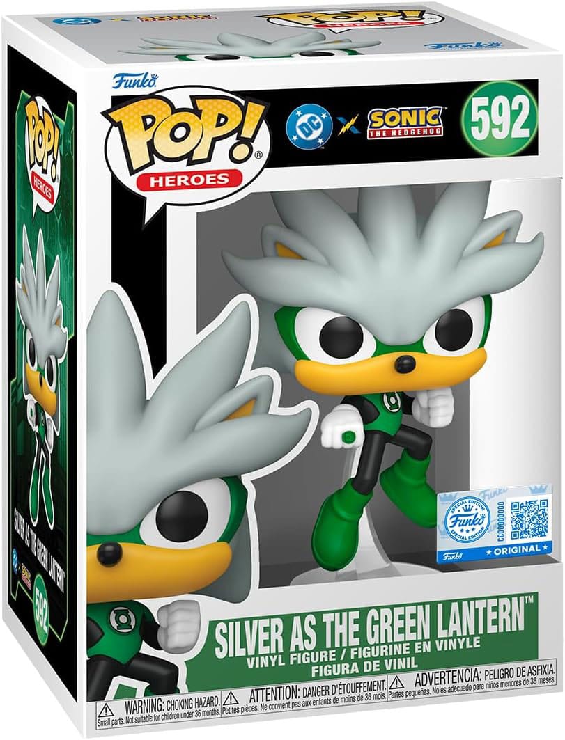 DC's Justice League and Sonic the Hedgehog POP! Movies Vinyl figurines Silver/GL 9 cm