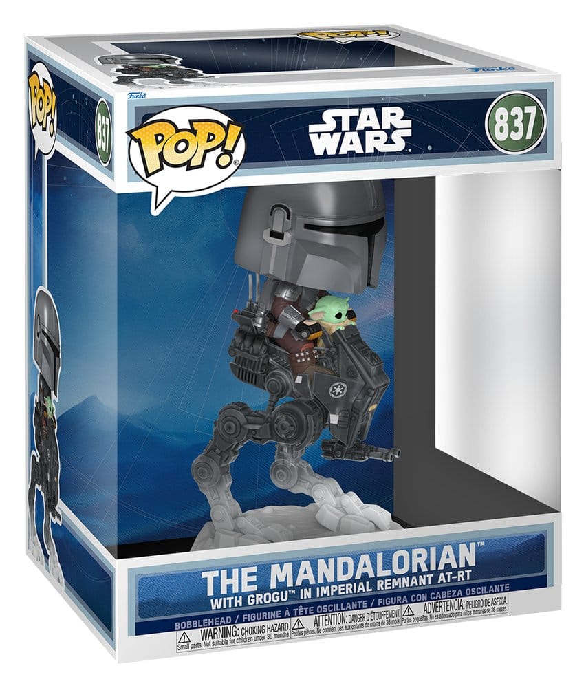 Star Wars: The Mandalorian and Grogu POP! Rides Deluxe Vinyl figurine Bobble Head The Mandalorian with Grogu in Imperial Remnant AT-RT 9 cm