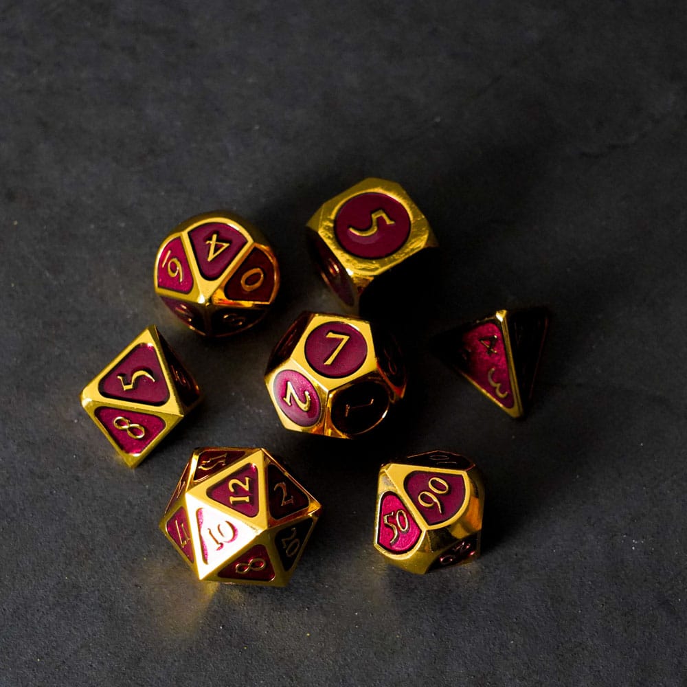 FanRoll pack dés Gold with Purple Enamel (7)