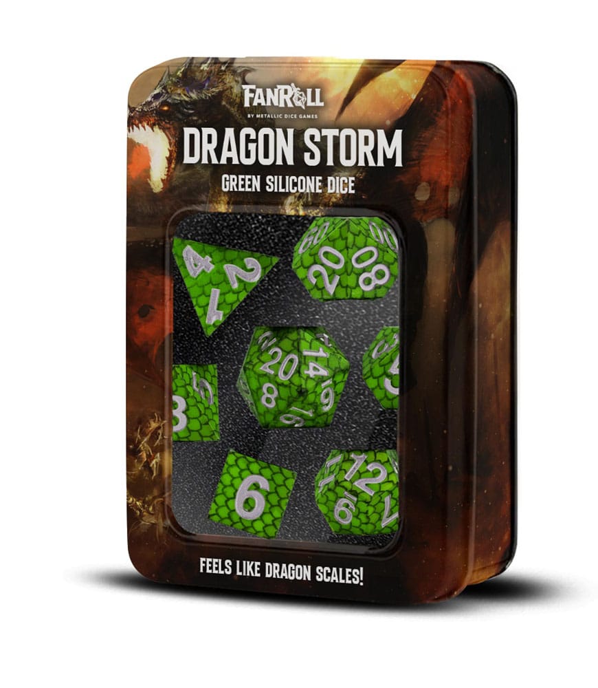 Dragon Storm pack dés Sharp Edge Silicone Green Dragon Scales (7)
