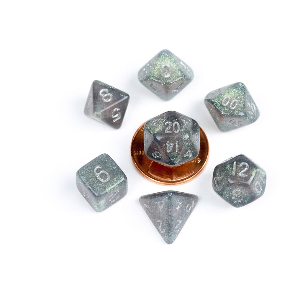 FanRoll pack dés Sharp Mini Stardust Gray with Silver Numbers (7)