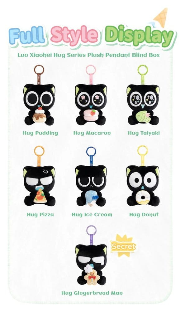Luo Xiaohei présentoir mini-figurines Hug Plush Pendant Series 10 cm (6 )