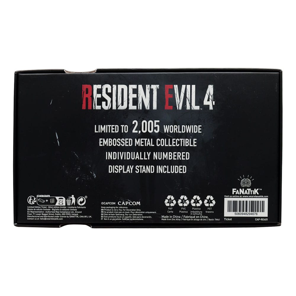 Resident Evil 4 réplique 1/1 Metal Exclusive Upgrade Ticket