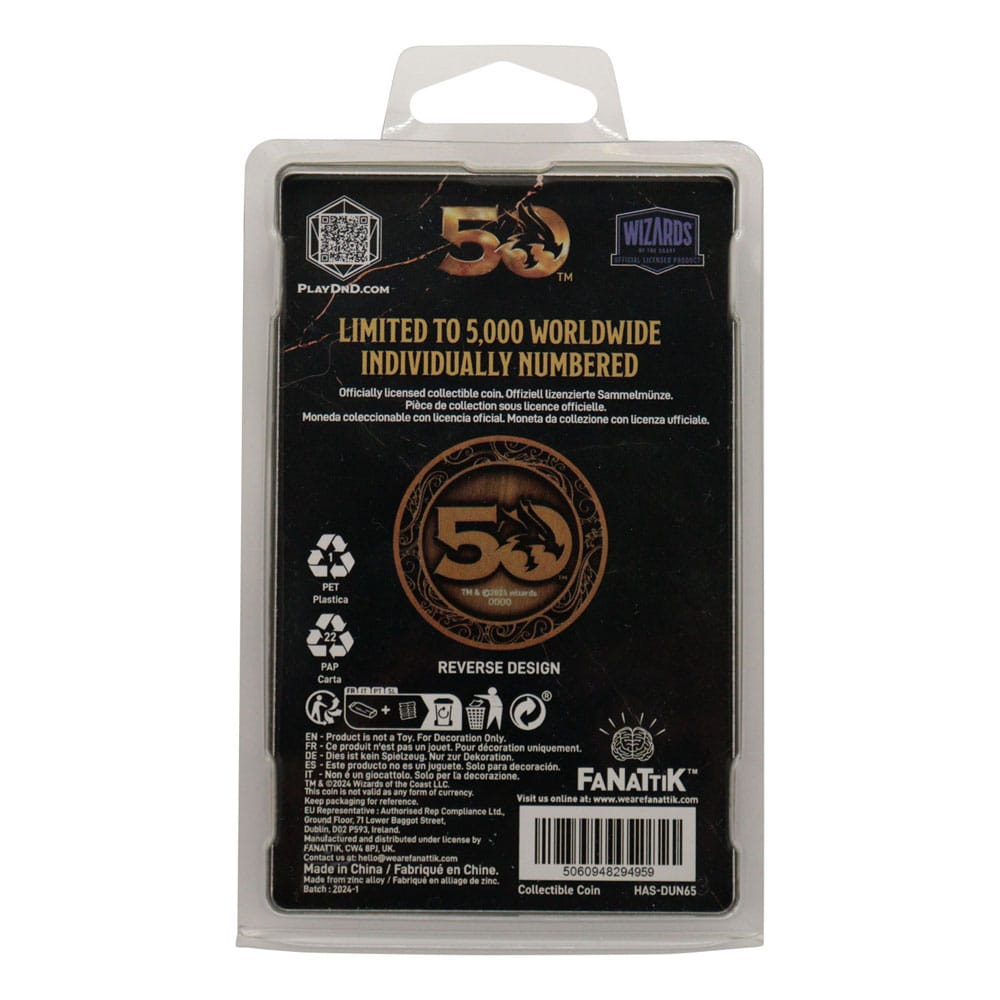 Dungeons & Dragons pièce de collection 50th Anniversary Antique Gold Edition 4 cm