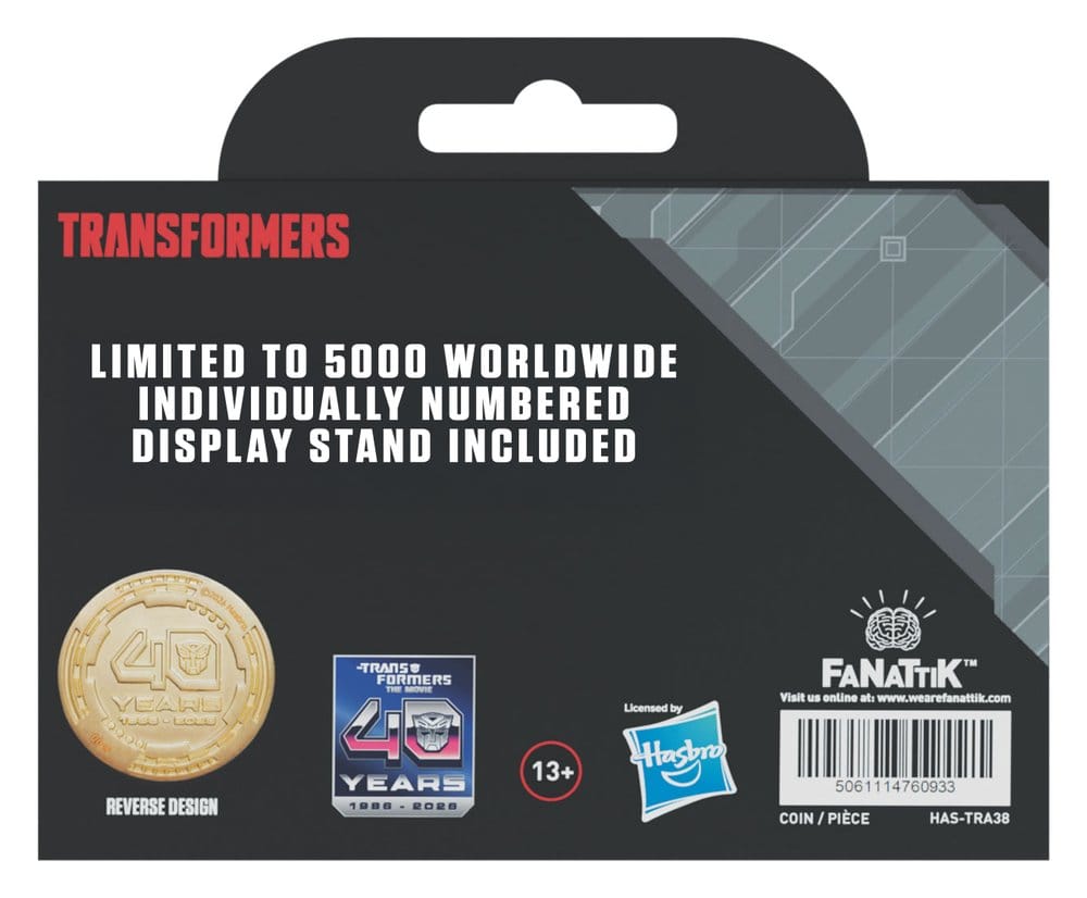 Transformers pièce de collection The Movie 40th Anniversary Limited Edition 24k Gold Plated