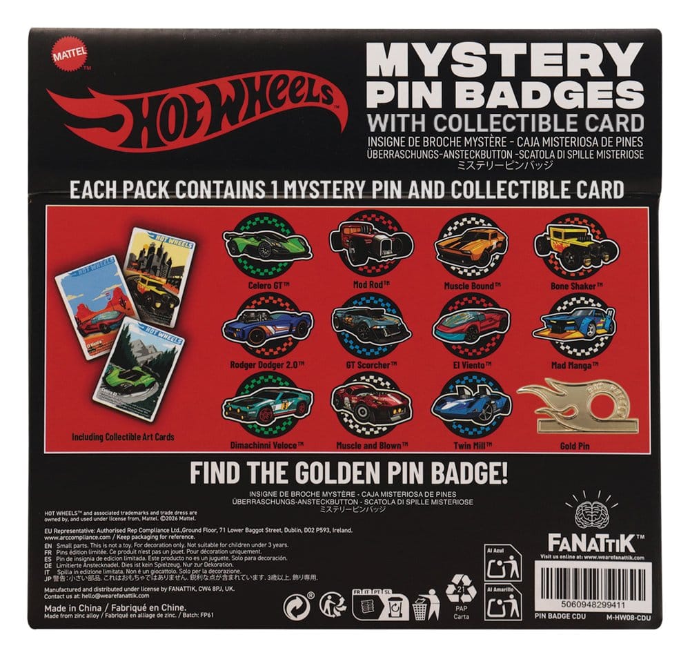 Hot Wheels présentoir boîte-mystère Mystery Pin's Blind Box présentoir (12)