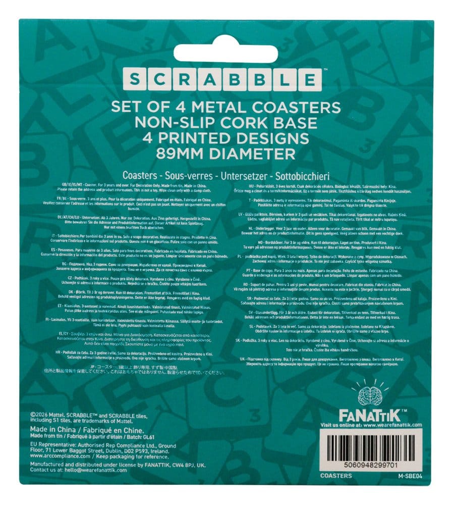 Scrabble pack 4 sous-verres