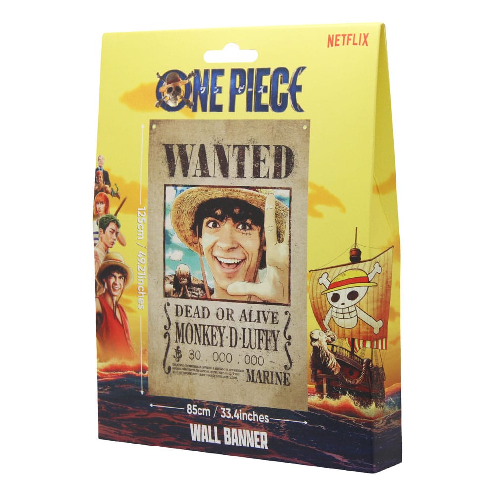 One Piece bannière Luffy Wanted 120 x 85 cm