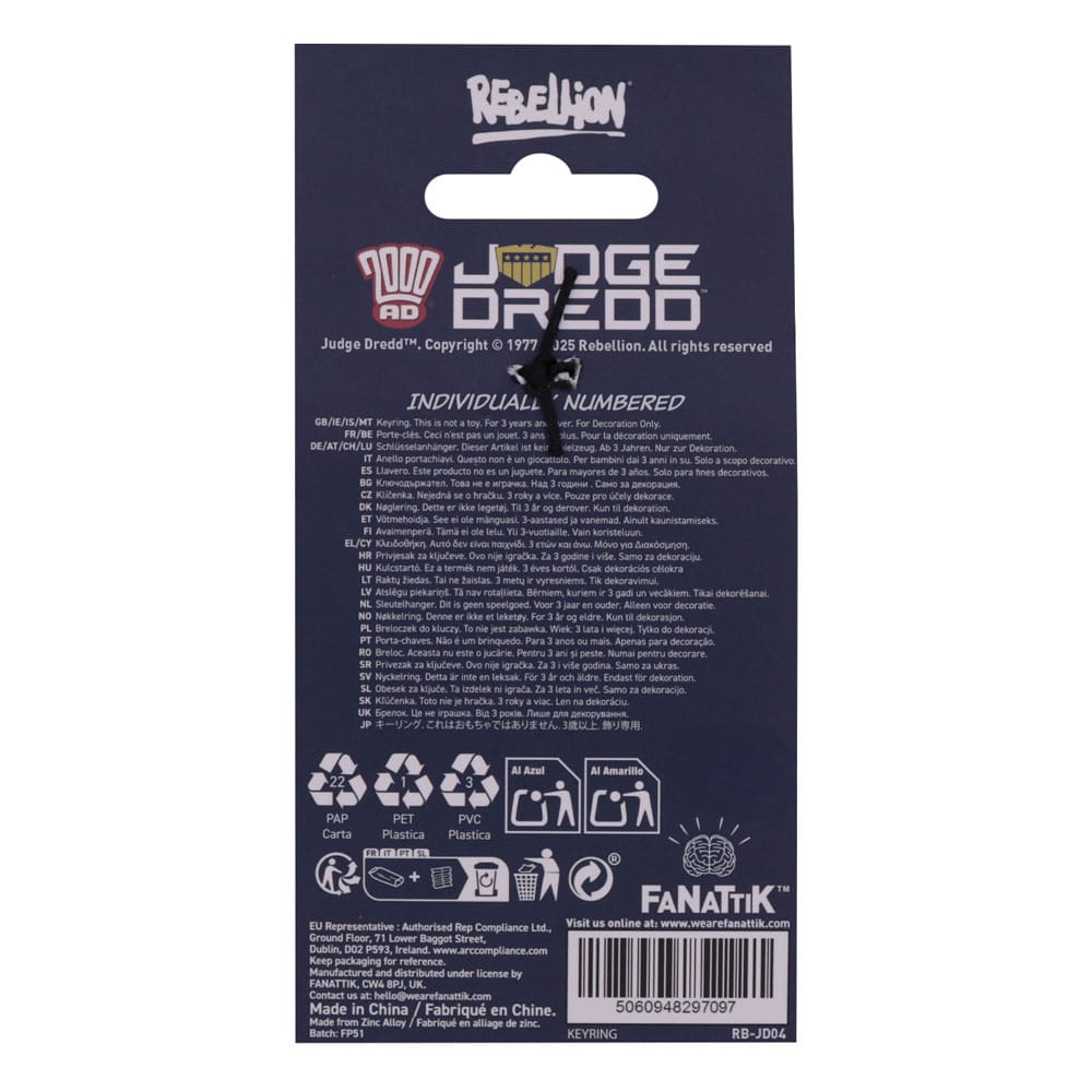 2000 AD porte-clés Judge Dredd Badge Limited Edition