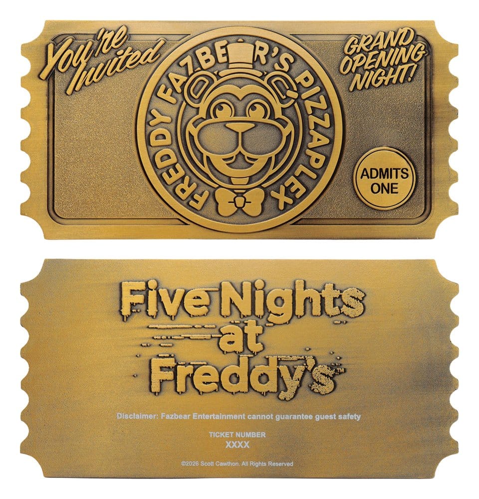 Five Nights at Freddy’s réplique Pizzaplex Opening Night Ticket Limited Edition 16 x 8 cm