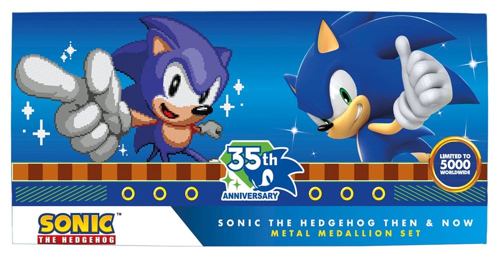 Sonic the Hedgehog set de médaillons 35th Anniversary Then & Now Limited Edition