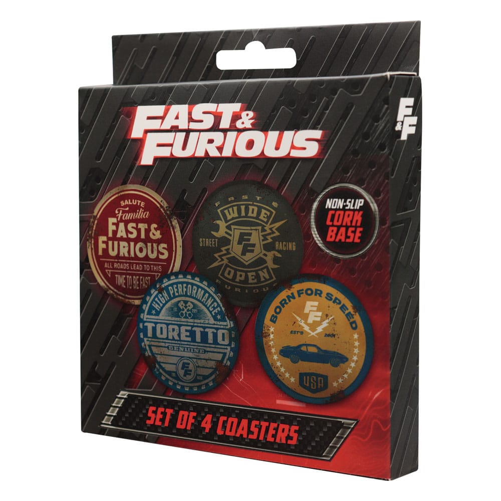 Fast & Furious pack 4 sous-verres Vintage Style