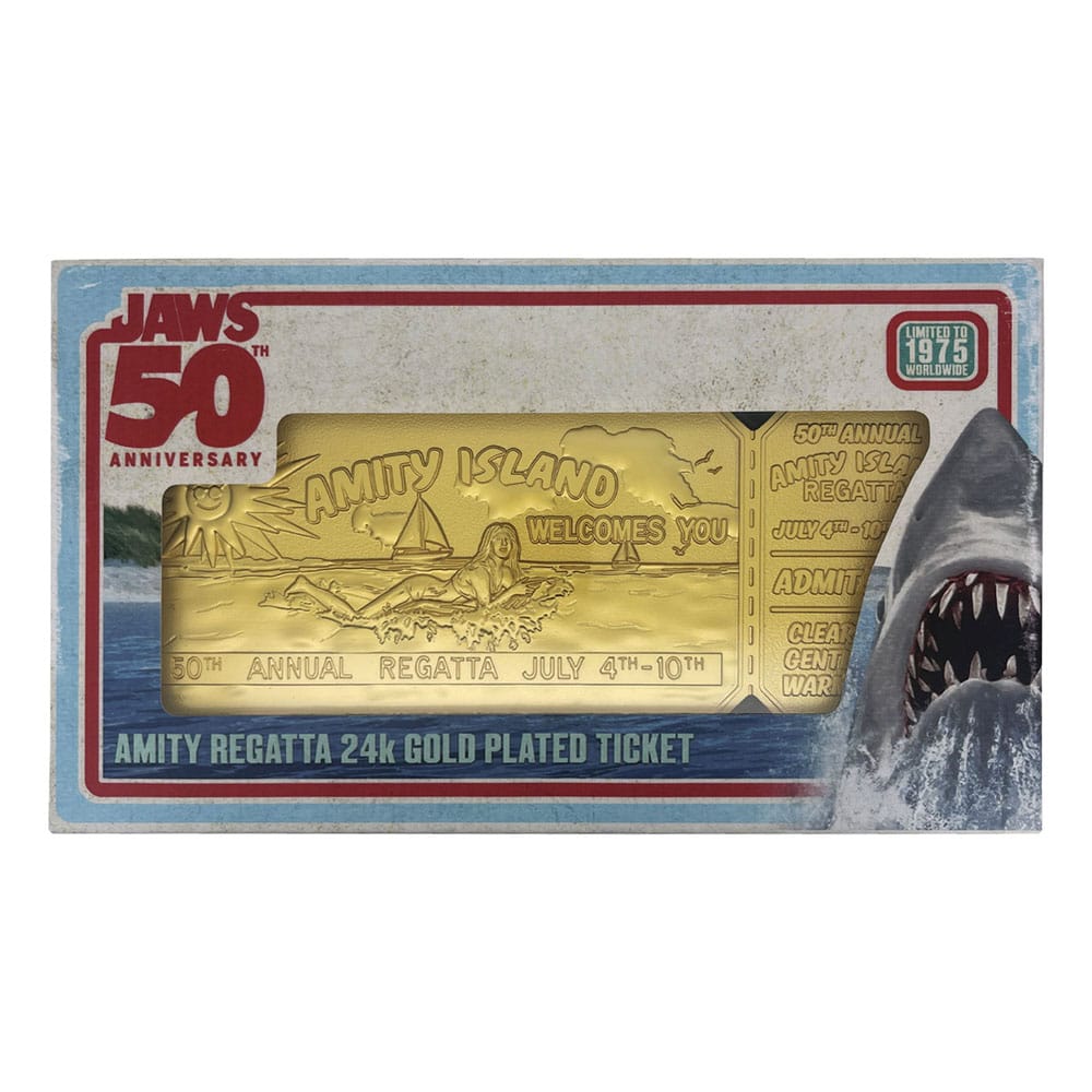 Jaws réplique 1/1 50th Anniversary Regatta Ticket 24k Gold Plated