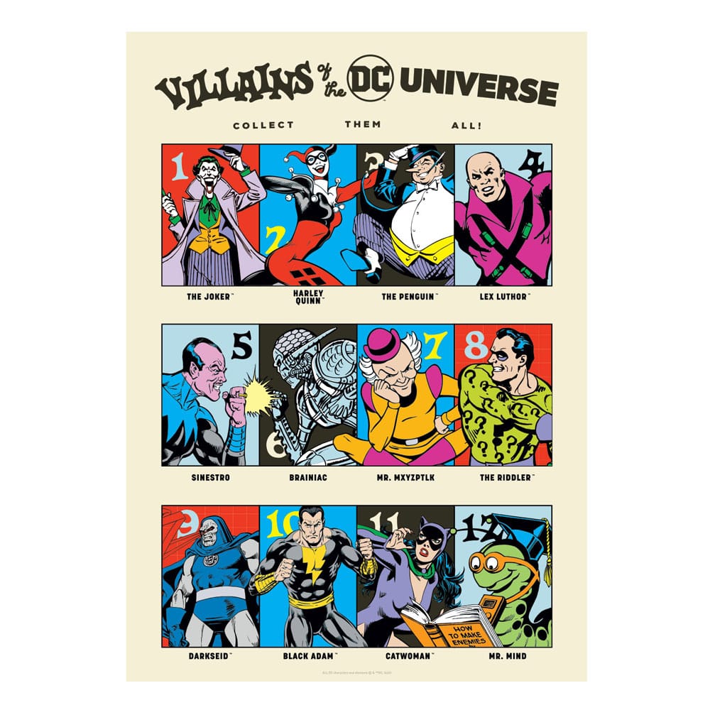 DC Comis lithographie 90th Anniversary Villains Limited Edition 42 x 30 cm