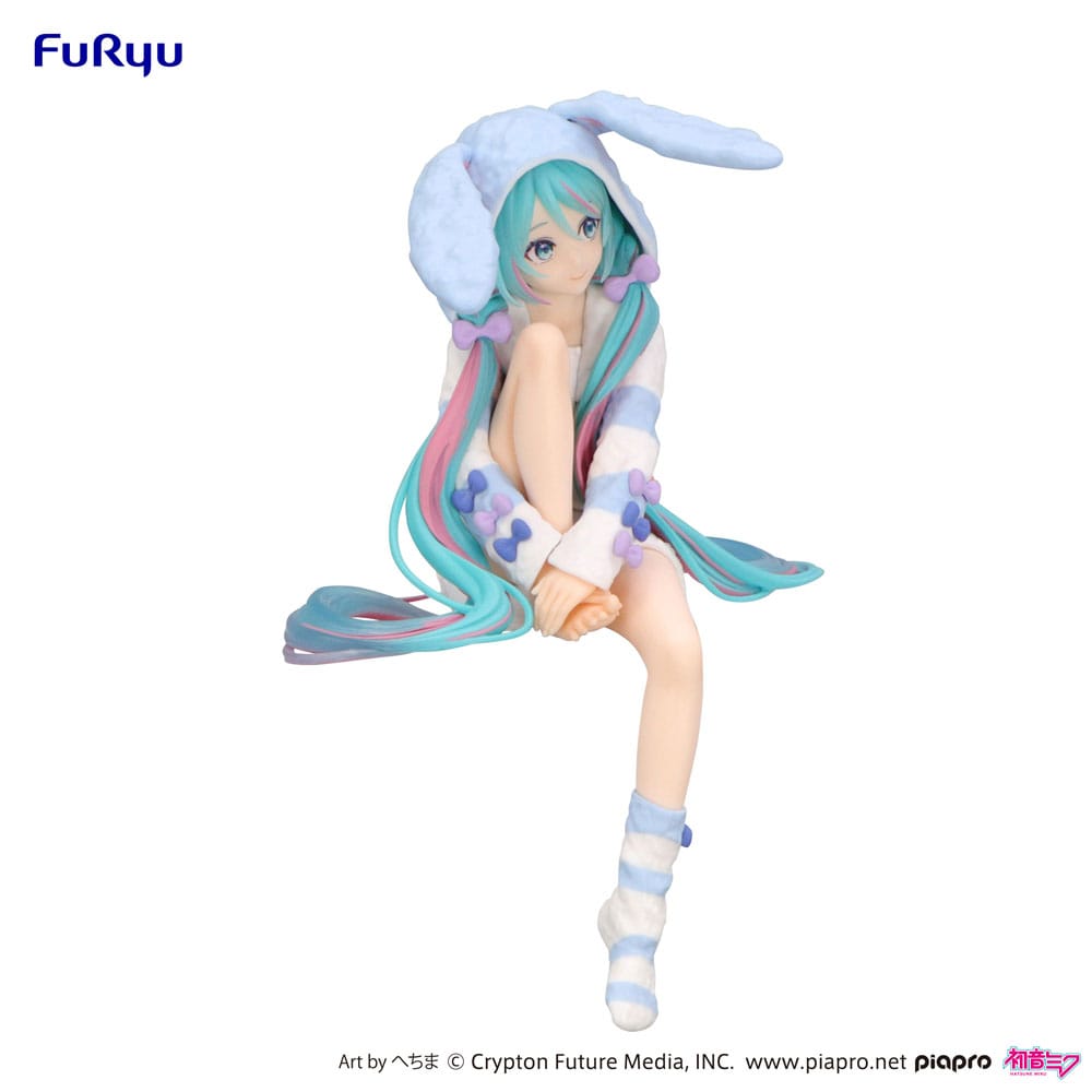 Hatsune Miku statuette PVC Noodle Stopper Hatsune Miku Rabbit Ear Hood Pajama Blue Color Ver. 14 cm