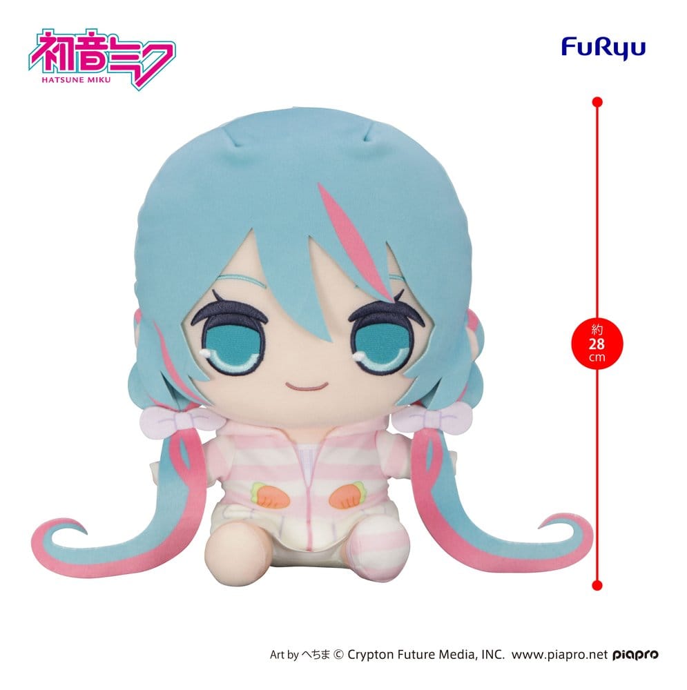 Hatsune Miku Kyurumaru Big peluche Rabbit Ear Hood Pajama 28 cm