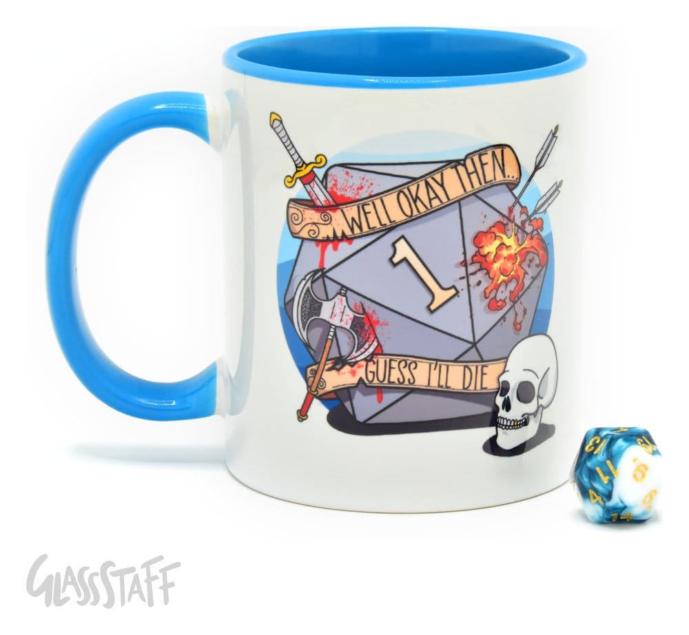 Glassstaff pack mug avec dés D20 Guess I'll Die