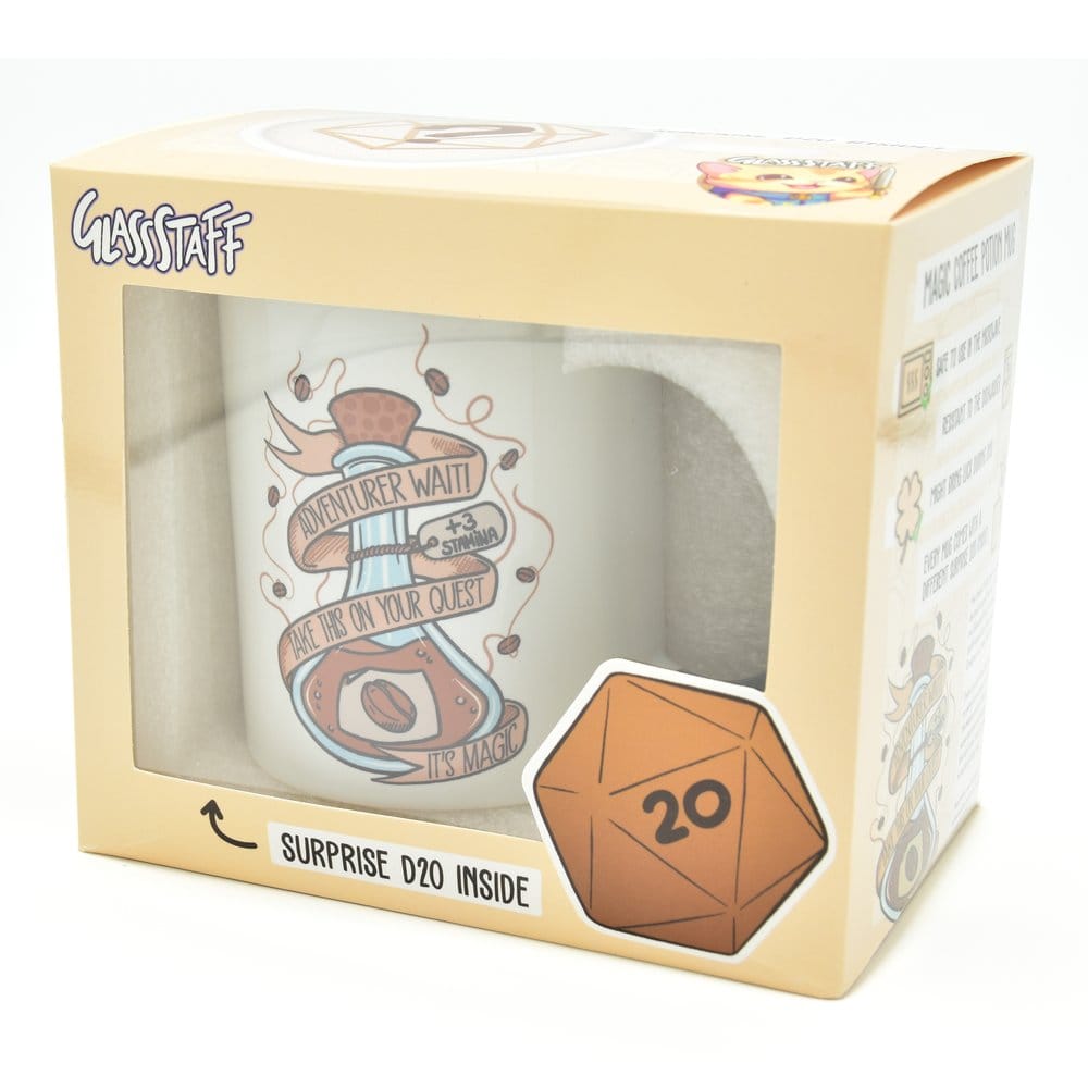Glassstaff pack mug avec dés D20 Coffee Potion