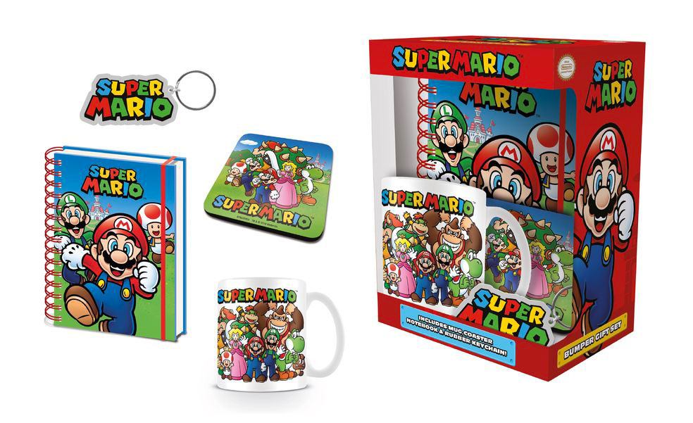 Nintendo - Super Mario - Coffret cadeau : Mug, carnet, dessous de verre et porte-clés