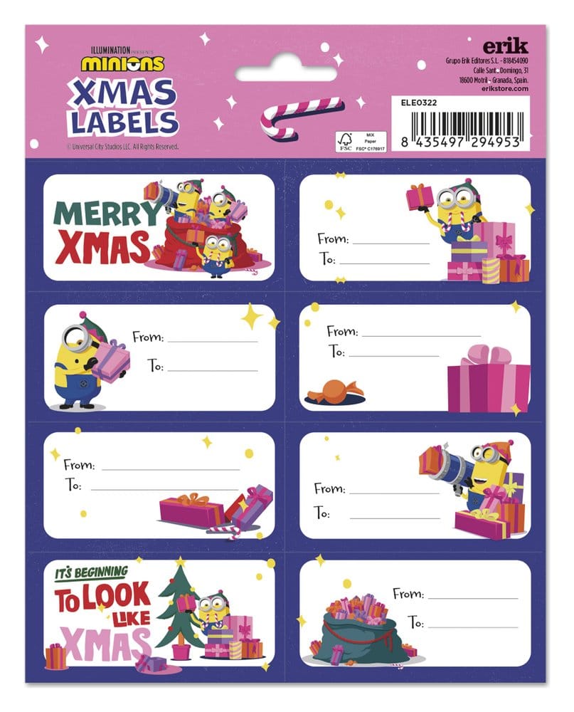 Minions étiquettes autocollantes Noël