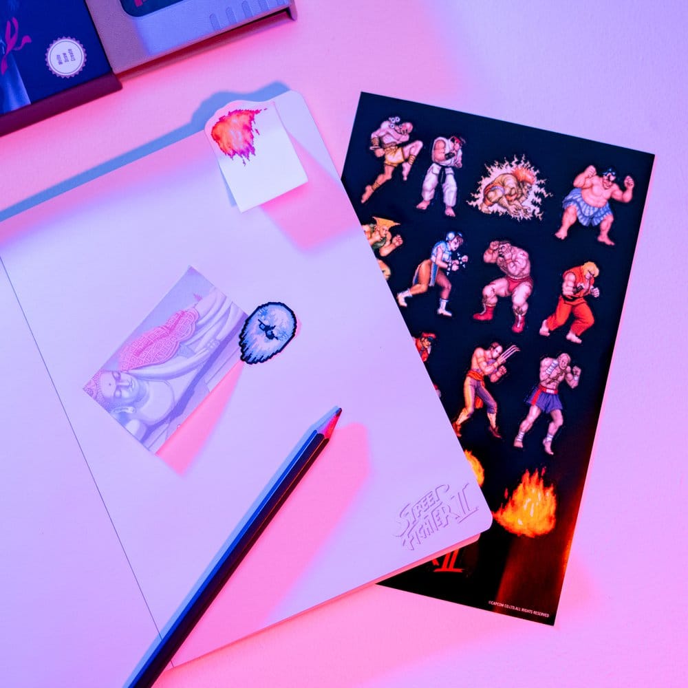 Street Fighter carnet premium avec notes adhésives et couverture A5