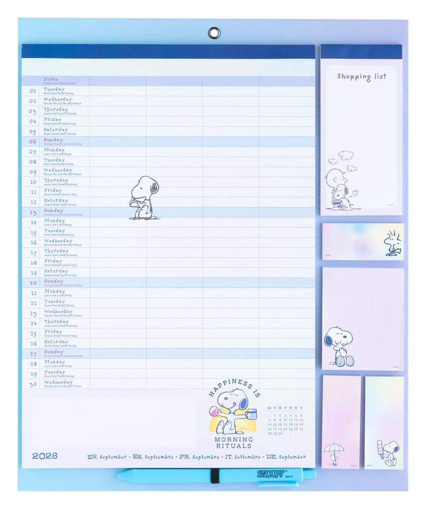 Snoopy agenda magnétique 2026/27 30 x 35 cm