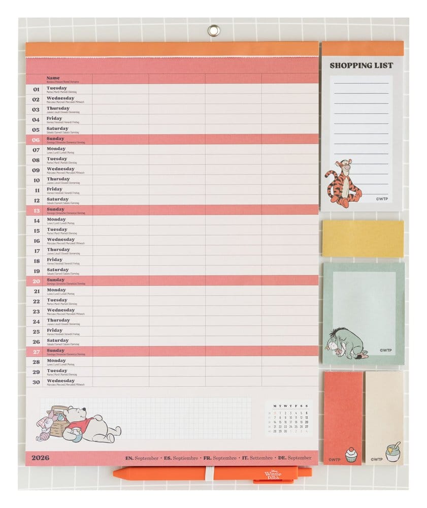 Winnie l'Ourson agenda magnétique 2026/27 30 x 35 cm