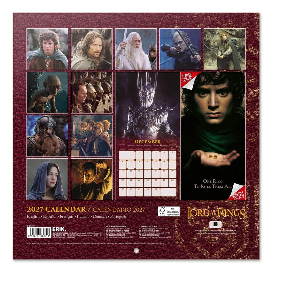 Le Seigneur des anneaux Calendrier mural 2027 30 x 30 cm