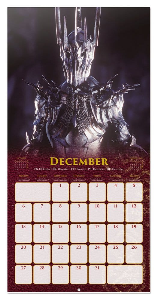 Le Seigneur des anneaux Calendrier mural 2027 30 x 30 cm