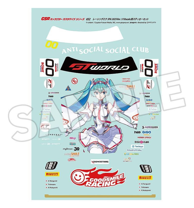 Hatsune Miku stickers 1/10 GSR Character Customization Series 052 Racing Miku SPA 2025 Ver.