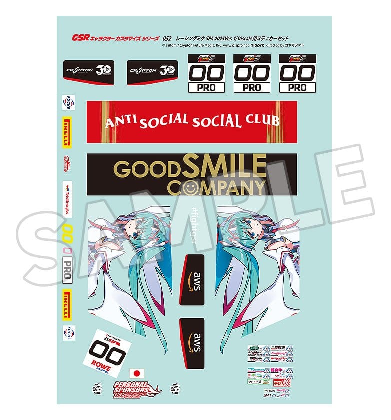 Hatsune Miku stickers 1/10 GSR Character Customization Series 052 Racing Miku SPA 2025 Ver.